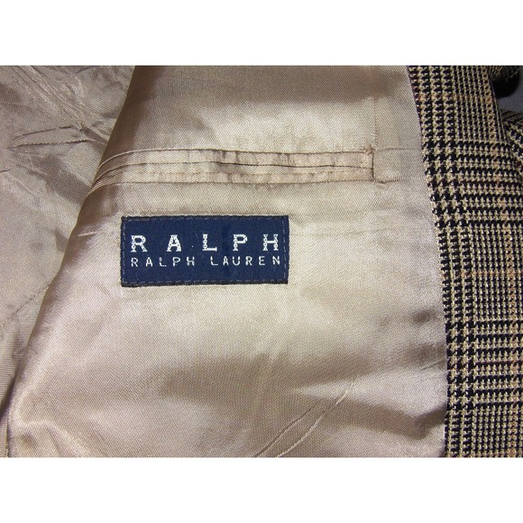 Ralph Lauren Silk/Wool 2 Button Houdstooth Plaid Blazer Sport Jacket Men's 44R - Picture 8 of 9